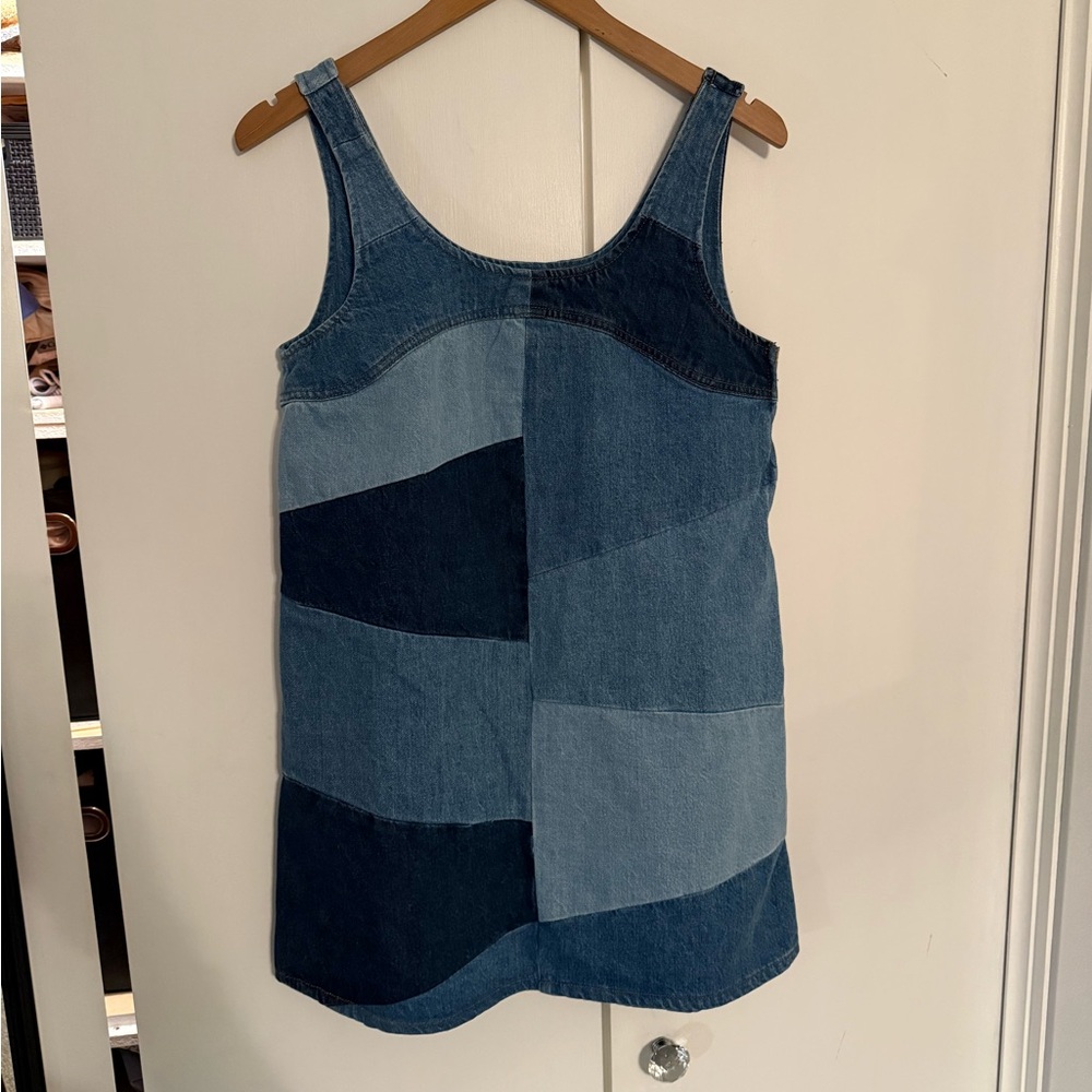 FRAME denim patchwork micro flare dress